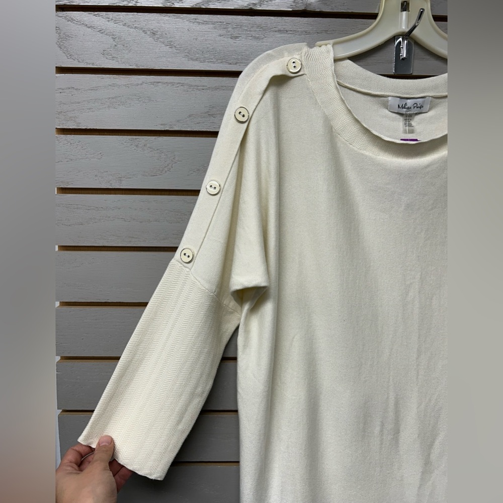 Melissa Paige Cream Button-Accent Blouse - Picture 3 of 6